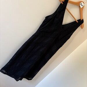 Adrianna Papell Evening Black Cocktail Dress Beads Textured Knit Women's 12P